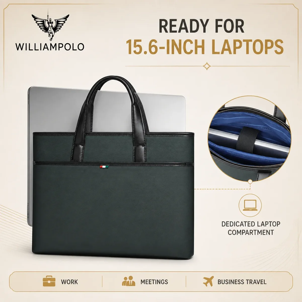 sac à main pour ordinateur portable résistant à l'usure pour homme, sacoche d'affaires pour ordinateur portable, sac à documents pour le bureau, les déplacements et les voyages