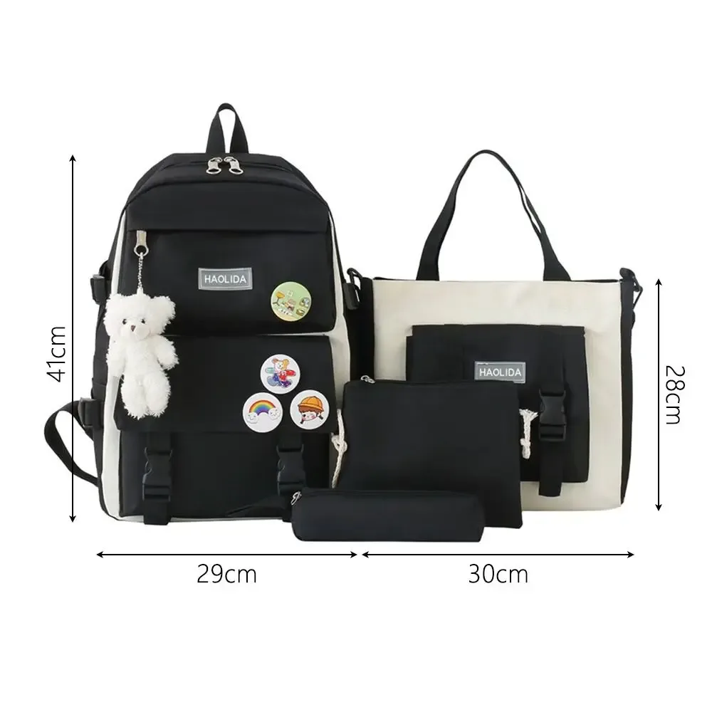 ensemble de 4 pièces : sac à dos multifonctionnel 4 en 1, grande capacité, tendance, décontracté, respirant, pour l'école et l'université.