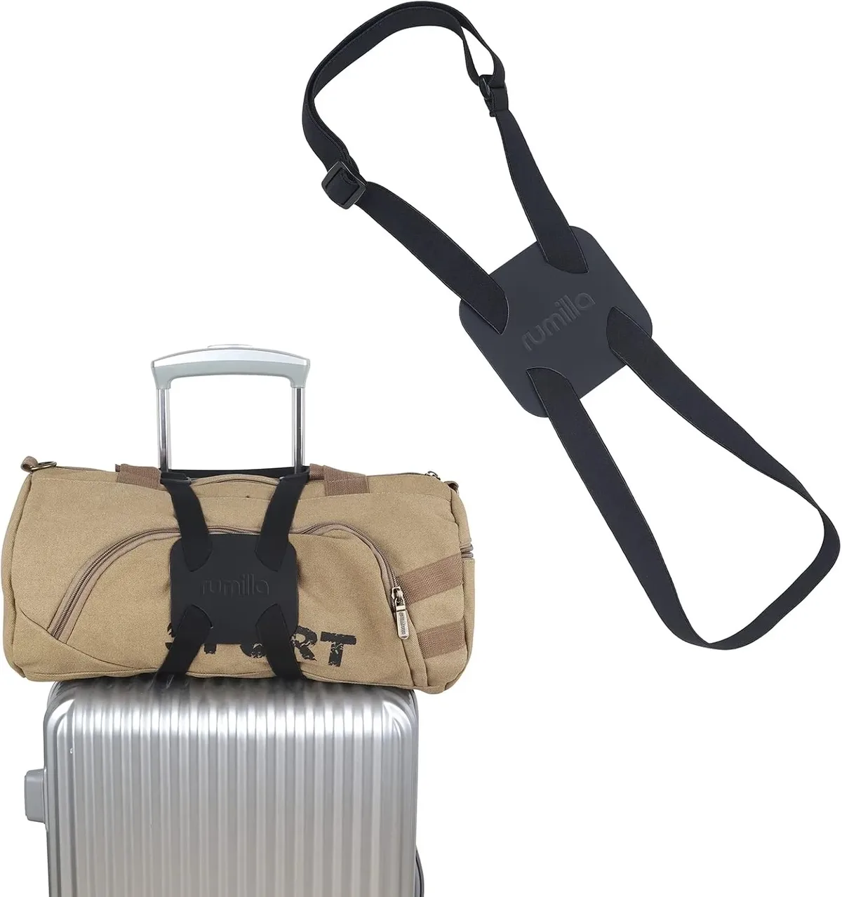 sangles de bagage élastiques, sangle de valise réglable, sangle élastique pour valise facile à fixer – (noir)