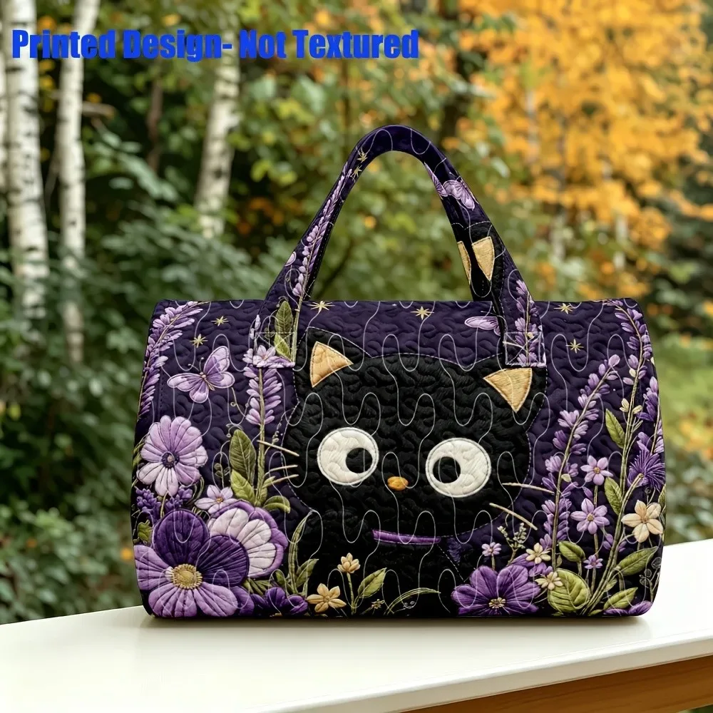 Petit sac imprimé motif chat noir, grande capacité, portable, polyvalent et tendance. Il convient comme sac de voyage.