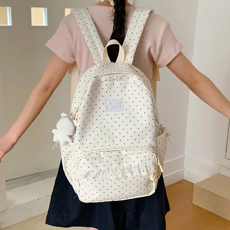 sac à dos coréen en nylon à lacets, grande capacité, multi-couches, léger, pour le campus, tendance, simple, pour le voyage