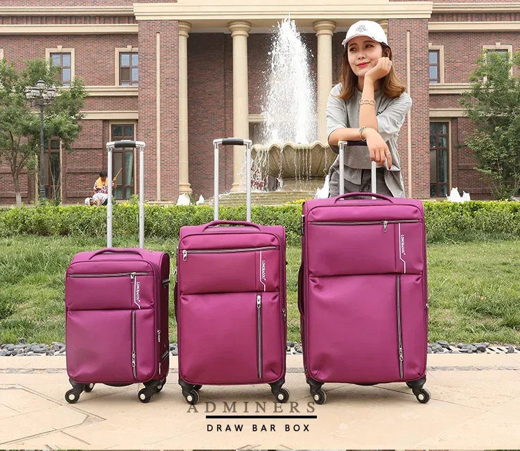 valise de voyage à roulettes avec fermeture éclair, sac à bagages à roulettes pour étudiant, grande capacité, affaires, oxford grill