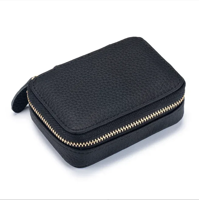 mini sac cosmétique en cuir véritable avec tête miroir pour femme, sac de rangement de maquillage en peau de cercle, sac à monnaie pour casque et rouge à lèvres