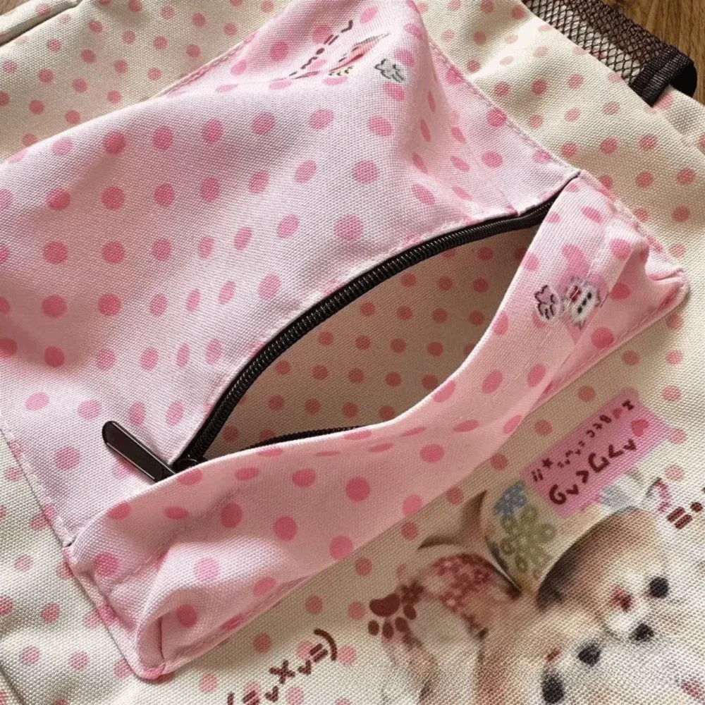 sacs à dos à pois de chat de couleur contrastée, patchwork, grande capacité, vintage y2k, sac à bandoulière, vie quotidienne