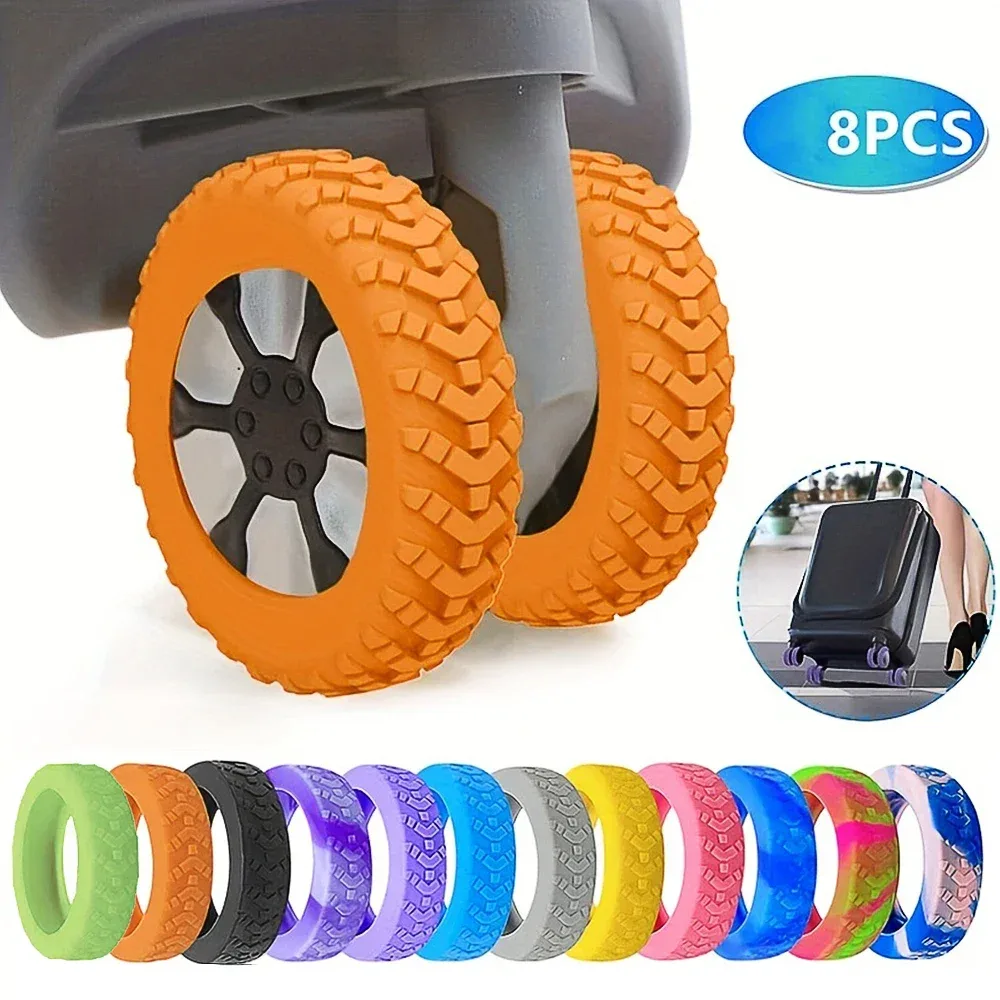 Protecteur de roues de bagages en Silicone, 8 pièces, roulettes, chaussures, valise de voyage, réduit le bruit, accessoires de couverture de protection