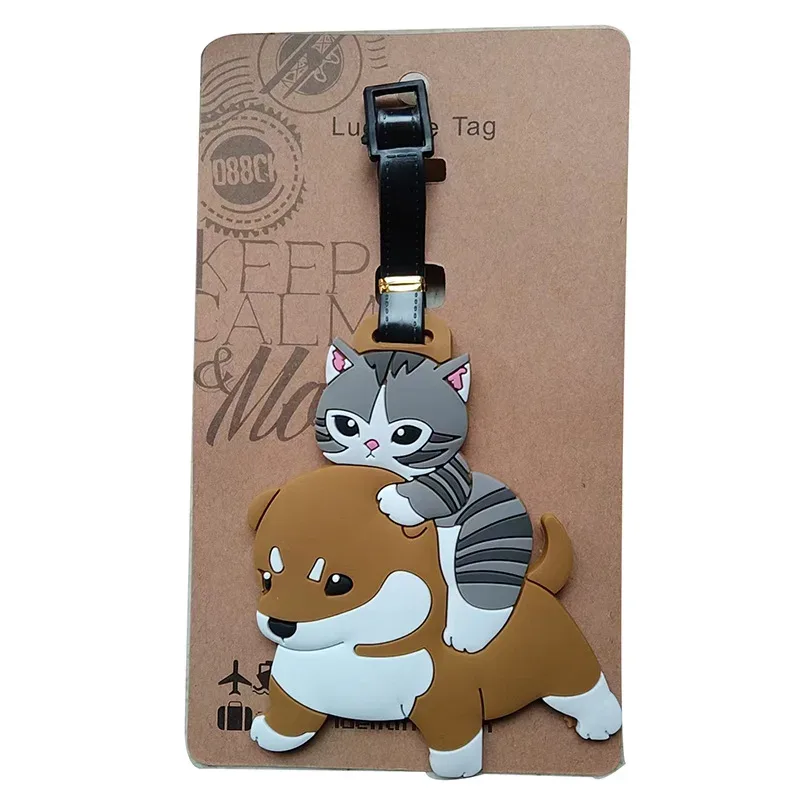 étiquette de bagage en forme de requin de dessin animé mignon, étiquette de sac à dos scolaire, étiquette anti-perte pour aéroport, accessoires de voyage