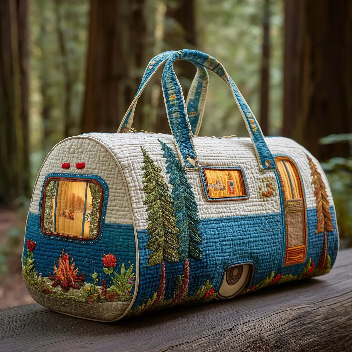sac de voyage matelassé 3d rétro multicolore avec bandoulière réglable, grande capacité, pour la gym, le camping, la plage, le week-end