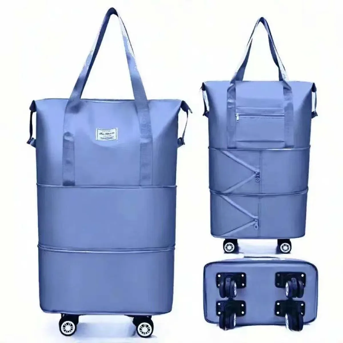 sac de voyage à roulettes universel, sac de rangement de grande capacité, séparation sèche et humide, sac à main d'extension double couche surdimensionné pour maternité