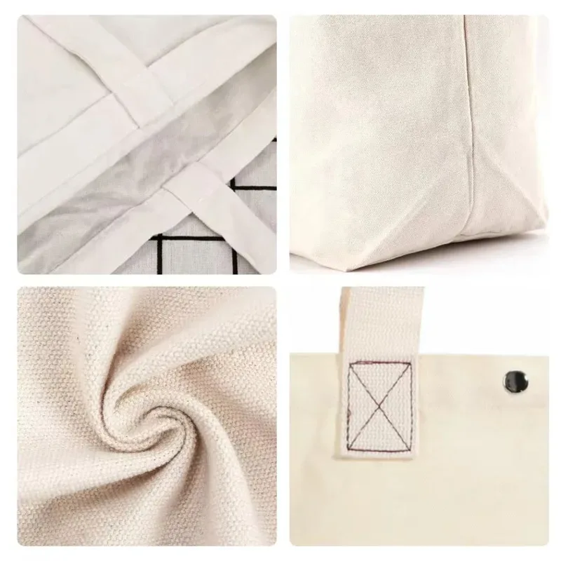 20/50/100 pièces en vrac en gros personnalisé toile sac fourre-tout logo image épaule coton lettre femmes shopping sacs à bandoulière