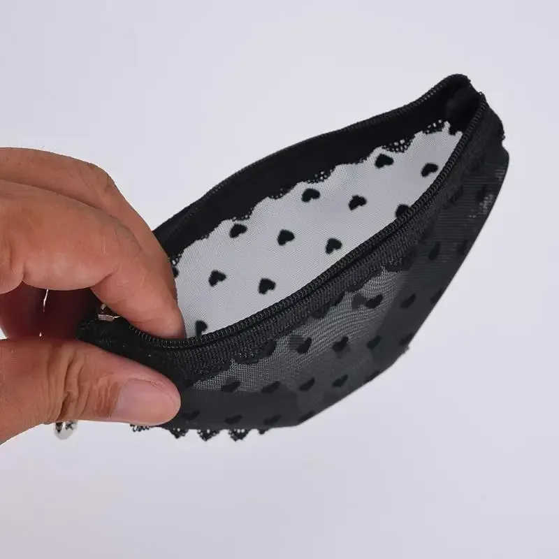 pochette de rangement en maille tendance pour cosmétiques, maquillage, bijoux, écouteurs et clés, décorative avec fermeture éclair
