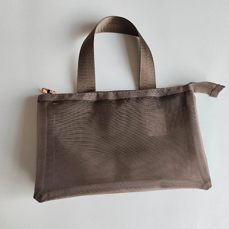 sac de rangement en maille pour maquillage, grande capacité, sac de lavage simple et portable, sac de rangement pour voyages d'affaires - sac de rangement multi-usage