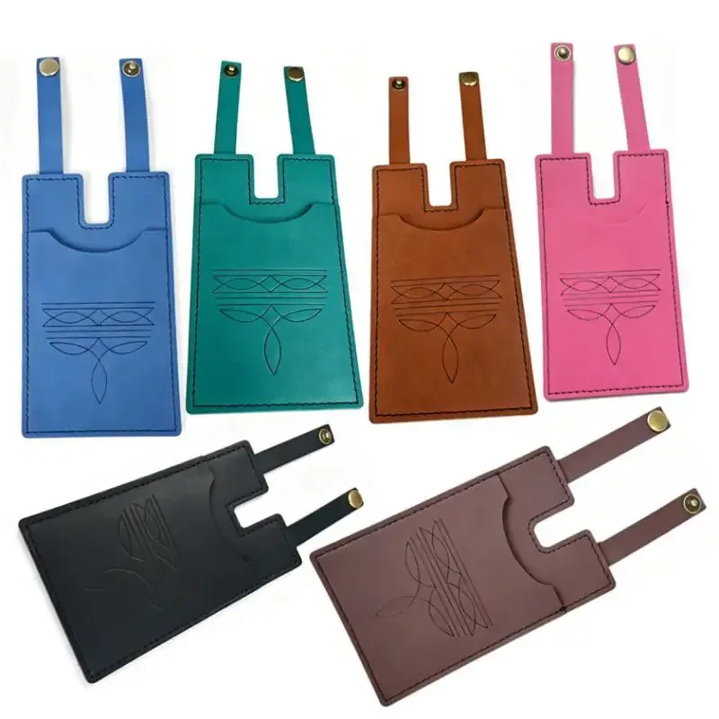 étiquettes de bagages en cuir pu gaufré, résistantes aux déchirures, avec fermeture à pression, étiquette de valise anti-perte pour voyage d'affaires, cadeau