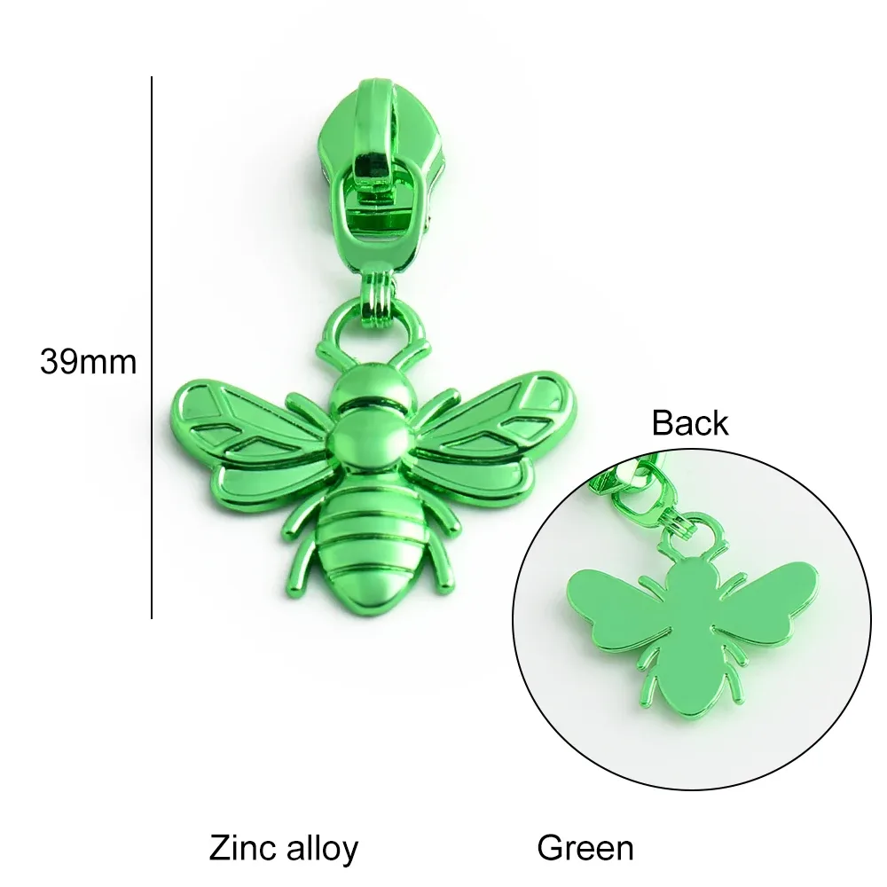 5/10/20 pièces en forme d'abeille 5 #   têtes de fermeture éclair pour fermetures éclair en nylon, tirettes de fermeture éclair pour sacs, vêtements, bagages, kit de réparation, accessoires de couture diy