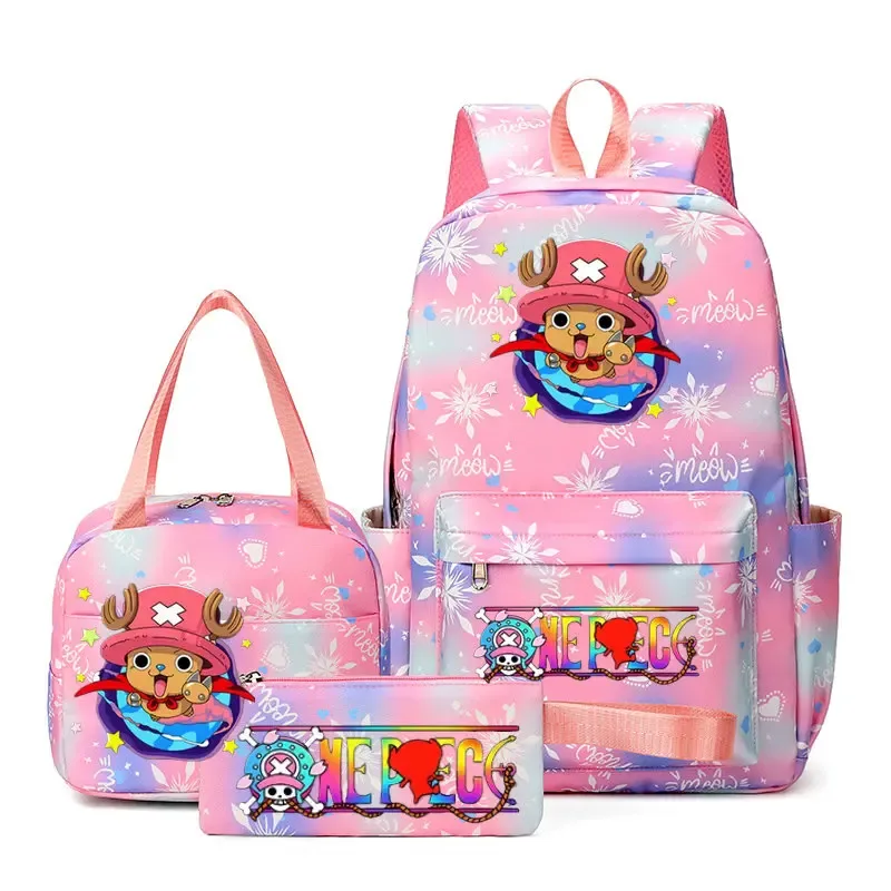 Sacs à dos One Piece pour femmes et hommes, sac d'école grande capacité, sac à dos imprimé, sac de voyage, sac à dos pour homme, Mochila, lot de 3