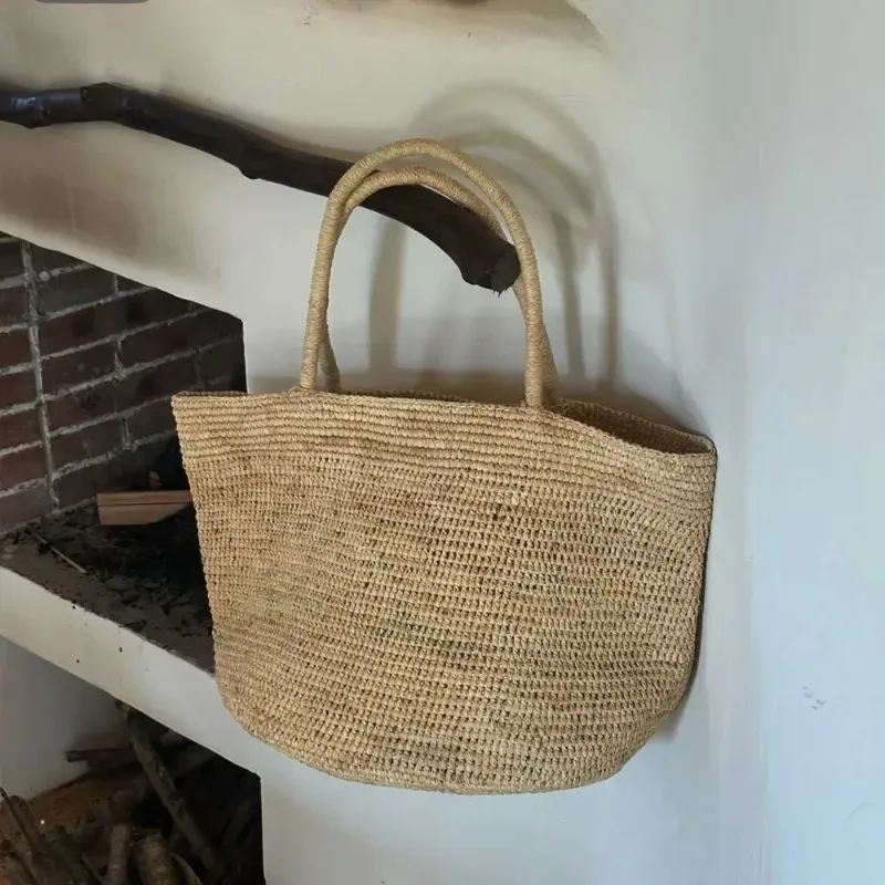 nouveau grand sac fourre-tout de voyage en raphia 100% naturel, sac à bandoulière en herbe tressée, sac à main de luxe, sac de plage designer, sac cabas