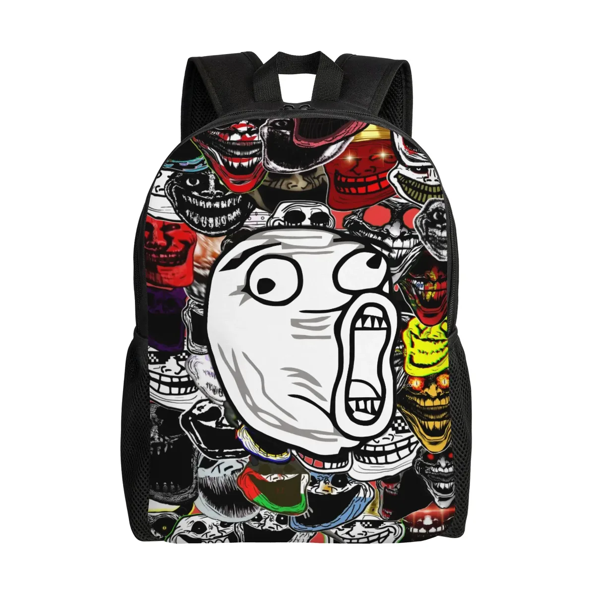 trollface sacs à dos amusants pour hommes et femmes, sac à livres basique pour l'université, l'école, sacs manga