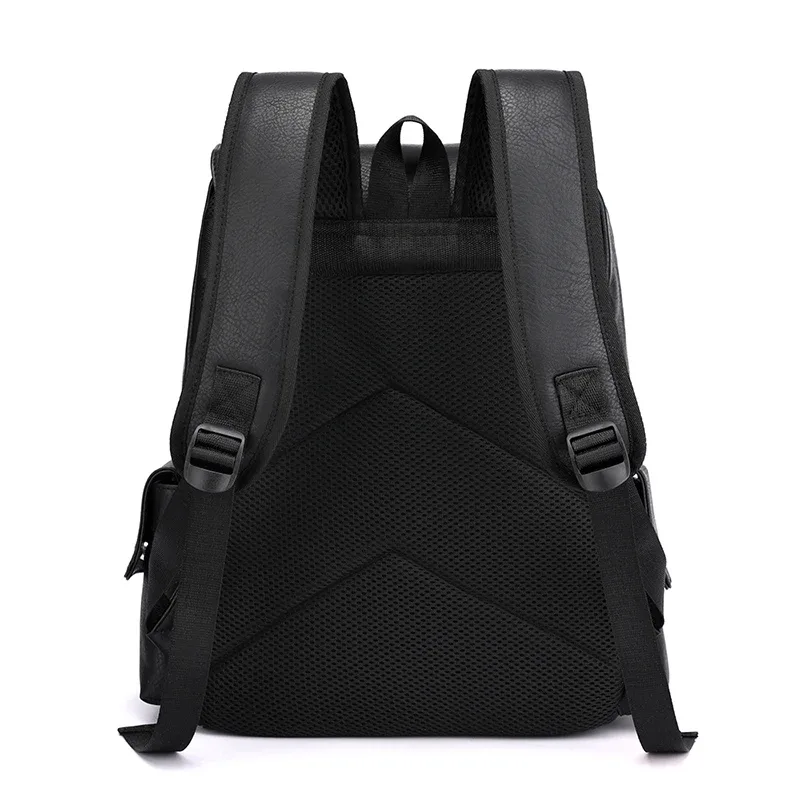 2023 hommes sac à dos en cuir pu bagpack grand ordinateur portable sacs à dos mâle mochilas noir cartable pour adolescents garçons marron sac a dos