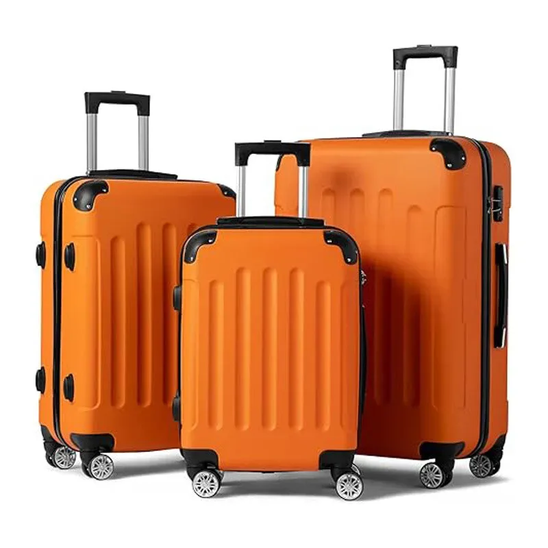 ensemble de bagages 3 pièces, valises légères de voyage avec roulettes, serrure tsa et coin rigide, ensembles de bagages de voyage familial