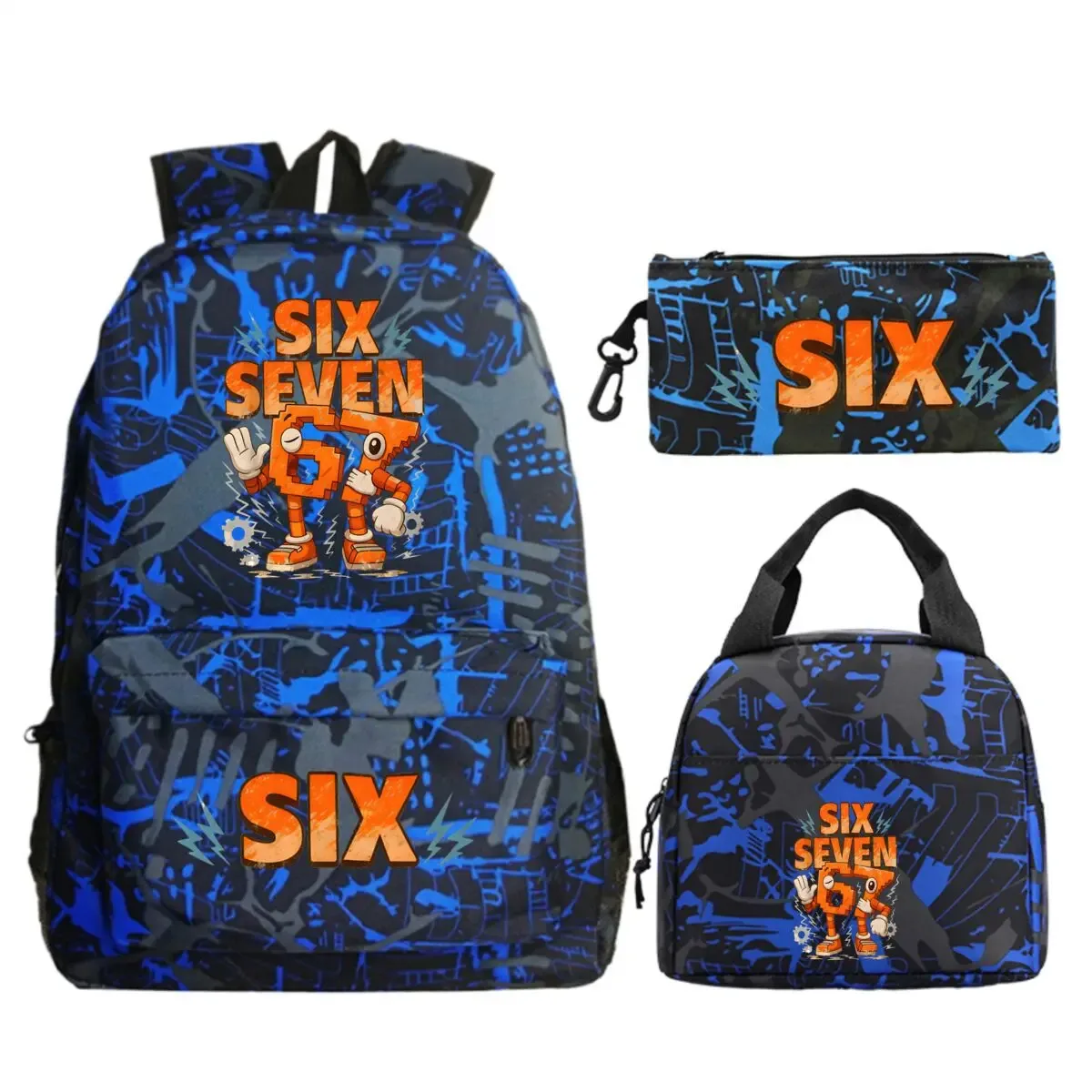 ensemble de 3 sacs d'école amusants avec impression de chiffres 67 six sept pour filles et garçons, avec boîte à lunch et trousse à crayons, sac à dos de voyage amusant 67