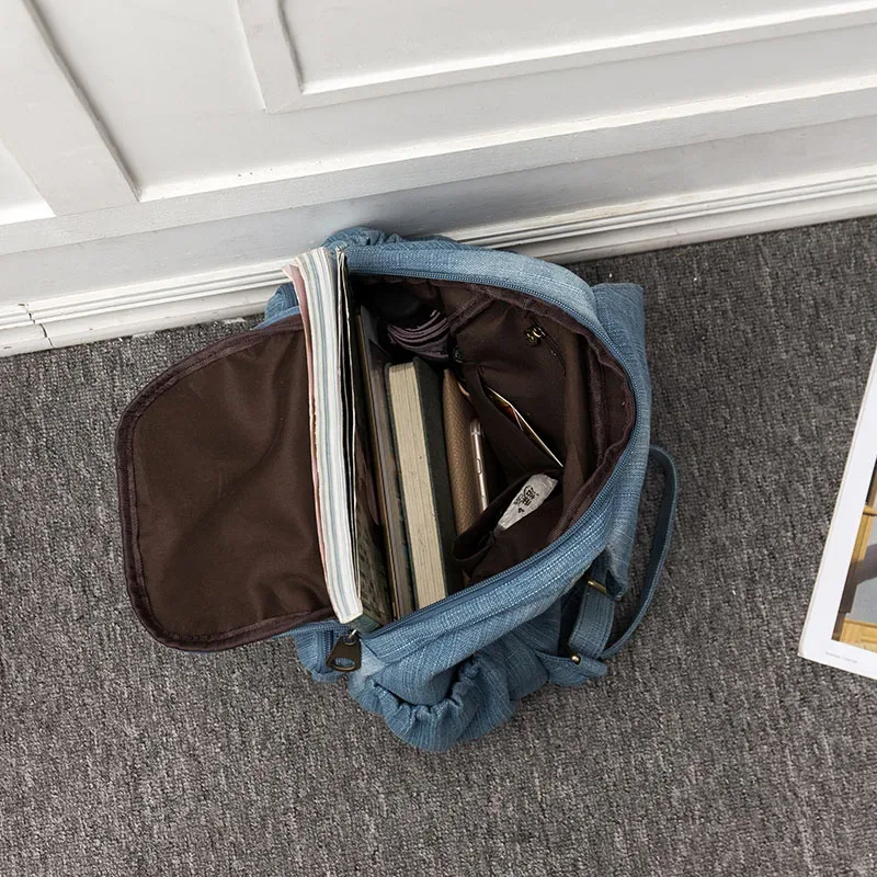 sac à dos en denim pour femmes, sac à bandoulière de loisirs et de voyage, grande capacité, cartable à la mode pour filles