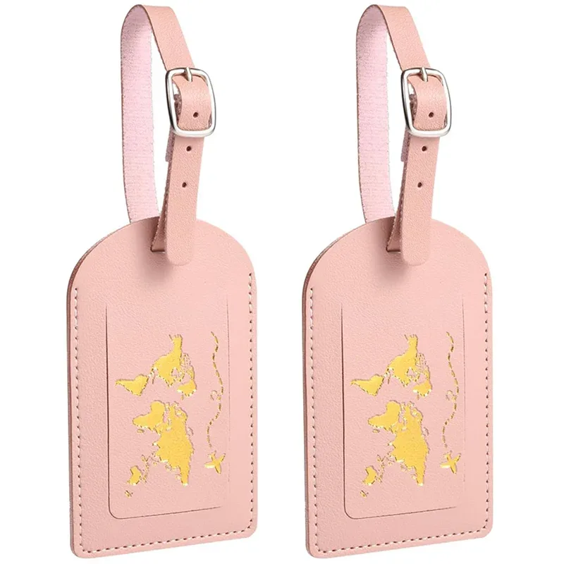 2 étiquettes de bagage en cuir, étiquettes d'adresse pour bagages avec sangle réglable, étiquettes de protection de la vie privée pour valises