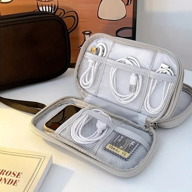 sac de rangement de voyage, pochette multi-poches, idéal pour les articles de toilette, les accessoires cosmétiques et les câbles électroniques
