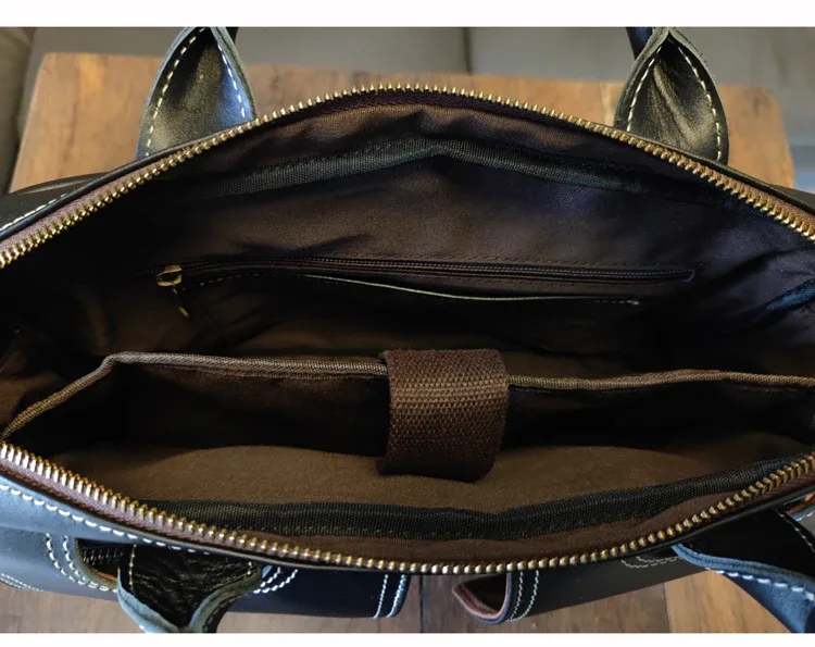 porte-documents pour hommes d'affaires, première couche en cuir de vache, décontracté, simple, luxe, doux, en cuir véritable, multi-poches, pour ordinateur portable