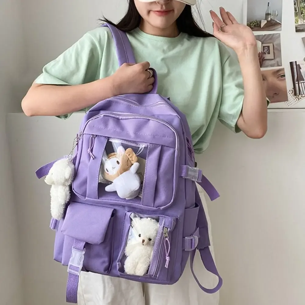 Sac à livres simple imperméable en nylon, sac d'école de grande capacité, sac à dos de voyage pour adolescents