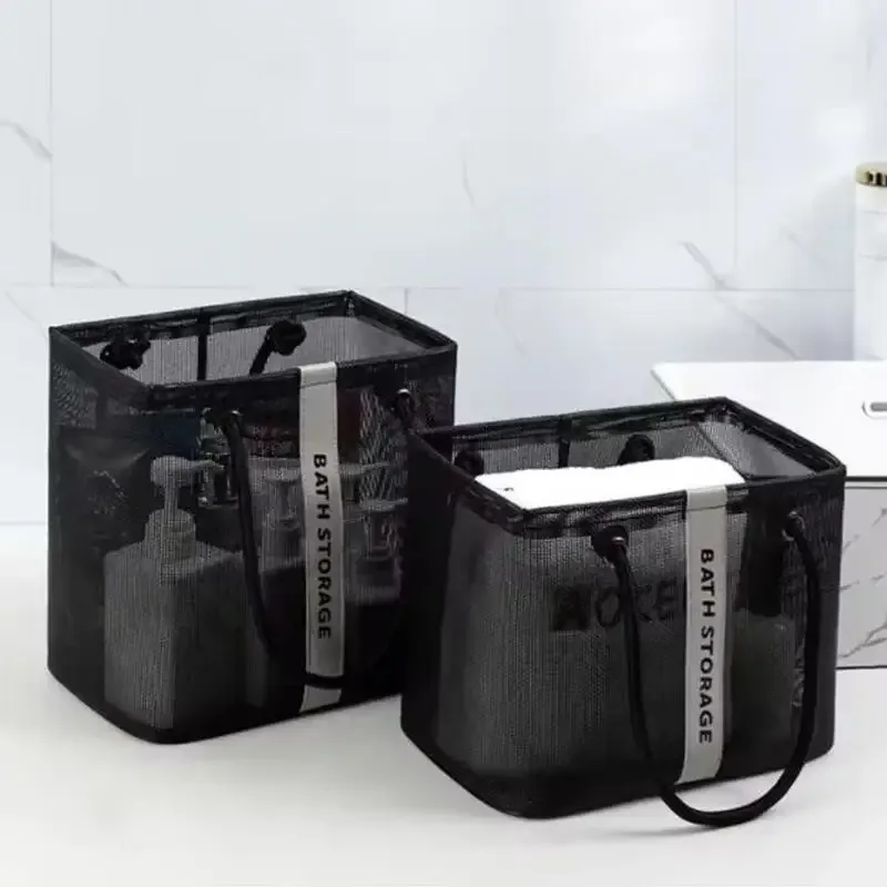 Grand/petit sac de douche, trousse de toilette Portable, fournitures dentaires pour hommes, trousse de toilette en maille, panier de rangement de voyage pour femmes, 2025