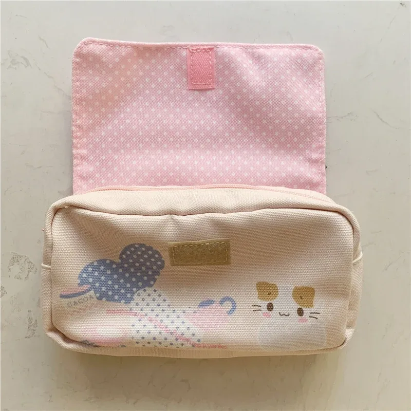 masyumaro-trousse à crayons fluffy fuwa nyanko cat pour l'école, poudres mignonnes, rangement kawaii, trousse de maquillage, sacs à cosmétiques