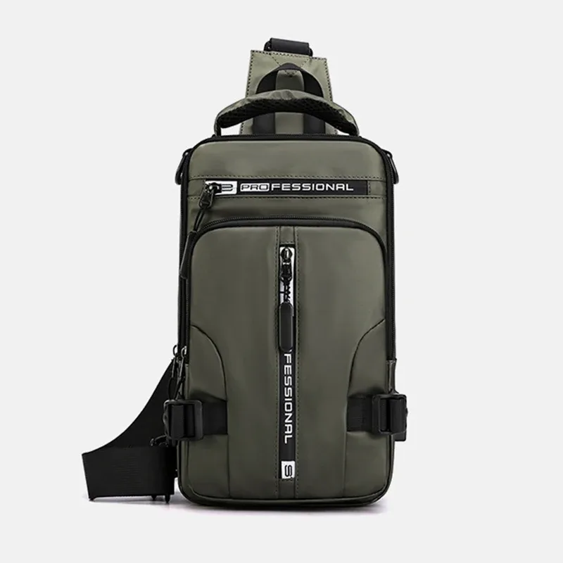 sac à dos à bandoulière pour homme, sac de poitrine initié, port de charge usb, sacs de messager polyvalents, nylon étanche, voyage