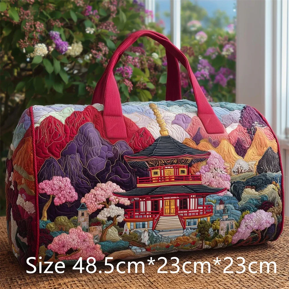sac de voyage matelassé 3d de style japonais, imprimé fuji sakura koi fish, grande capacité, sac de voyage pour week-end, sac de sport, sac fourre-tout unisexe