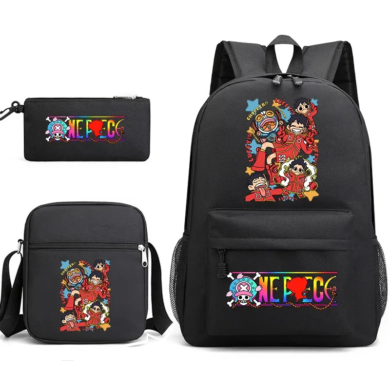 ensemble de sacs à dos d'école imprimés one piece tony tony chopper pour garçons et filles, sac mignon d'anime avec sac à bandoulière et étui à crayons