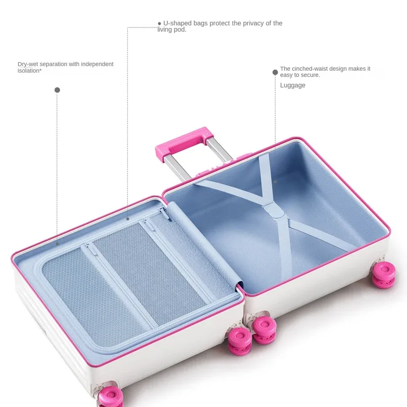 nouvelle valise cabine 2026 à ouverture frontale 16/18/20 pouces avec compartiment séparé pour ordinateur portable, port usb et porte-gobelet