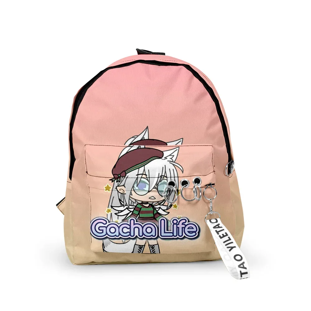 sacs d'école gacha life pour jeunes, sacs à dos pour garçons/filles, impression 3d, oxford, imperméable, porte-clés, petits sacs de voyage