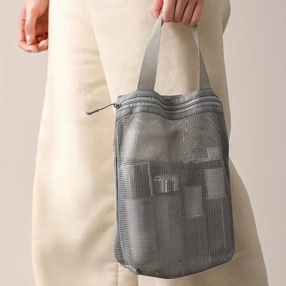 trousse de toilette portable décontractée 26x23cm avec fermeture éclair, sac cosmétique à main, pochette de rangement en maille pour voyages d'affaires et déplacements