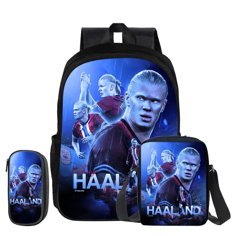 haaland – ensemble de 3 sacs à dos, sac à bandoulière, sacs à crayons, sac à livres, sac à dos de star du football, mochila, cartable de sport, cadeau pour enfants