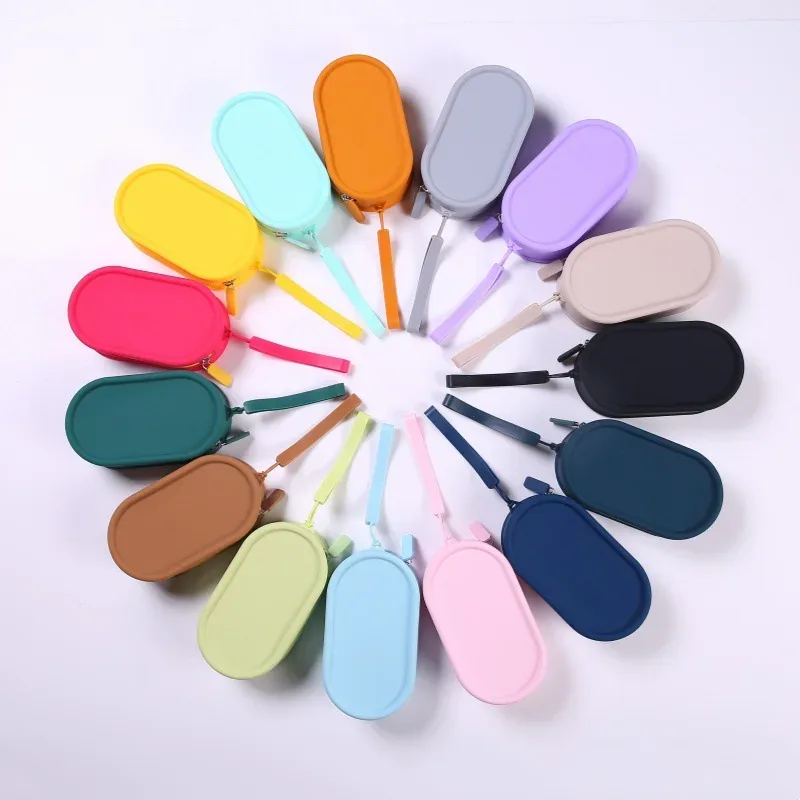 pochette de rangement en silicone, étanche, avec fermeture éclair, sac de maquillage 16,7 cm x 9,1 cm x 4,5 cm, grande capacité, pochette portable