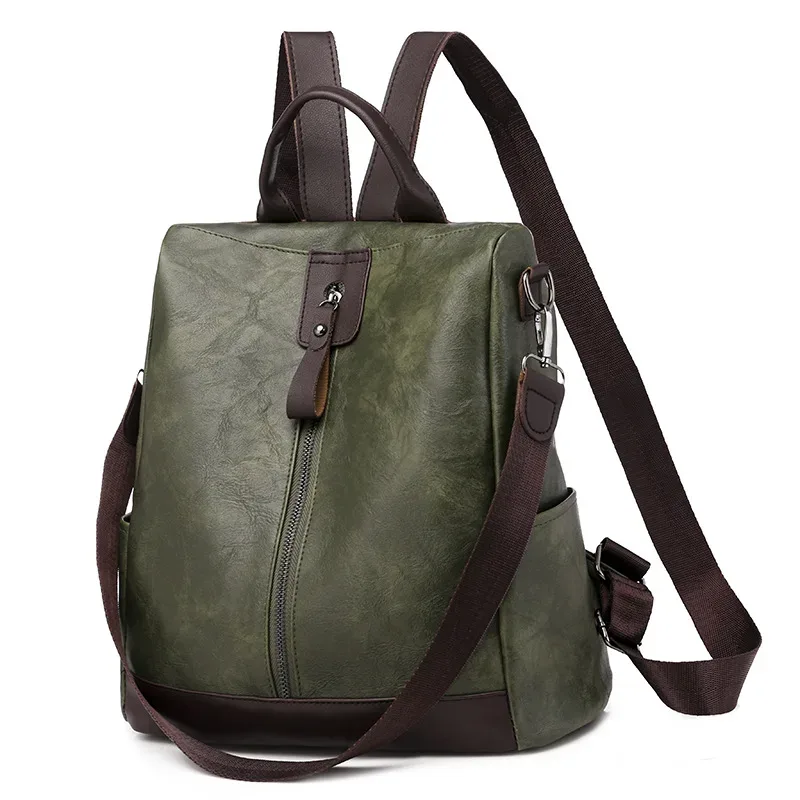 automne reteo femmes fermeture éclair pu sac à dos pu femmes européennes américaines rétro loisirs en plein air voyage sac à dos sac antivol