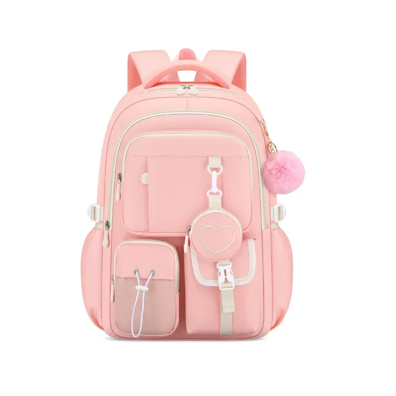sac à dos scolaire pour filles, série love, léger, grande capacité, mignon et orthopédique, pour collégiennes.