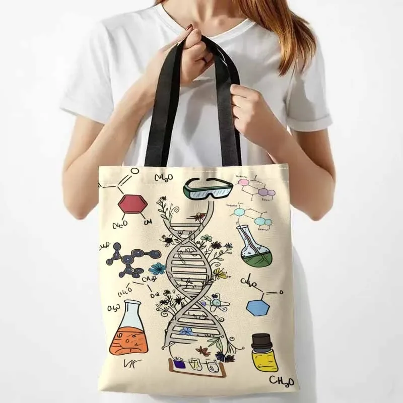 sac fourre-tout sur le thème de l'adn, sac à main pour les trajets quotidiens, avec adn, cadeau scientifique pour les sorties décontractées, sac à bandoulière pour usage quotidien, 1 pièce