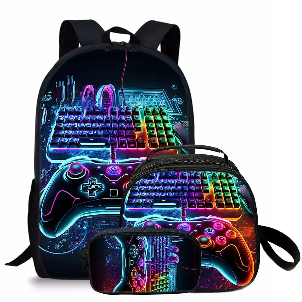 tapis de jeu tendance et populaire, imprimé en 3d, 3 pièces/ensemble, sacs d'école pour étudiants, sac à dos d