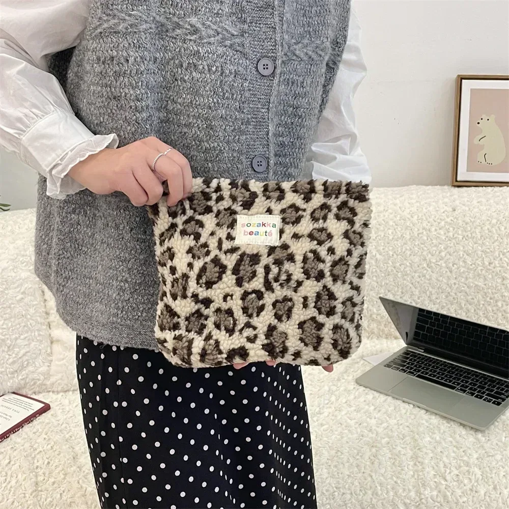 pochette rétro rayée pour femmes, sac à cosmétiques, trousse de toilette en peluche, sacs de maquillage, pochette de maquillage, étui de voyage, organisateur de cosmétiques