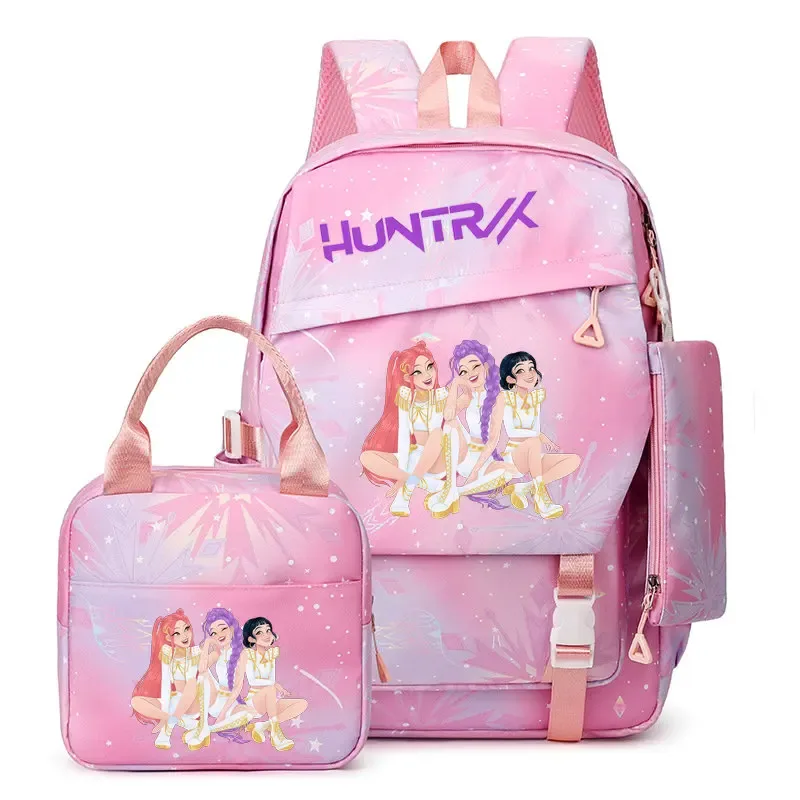 lot de 3 sacs à dos k-pop demon hunters pour filles, adolescents, femmes et enfants, pour l'école primaire et secondaire
