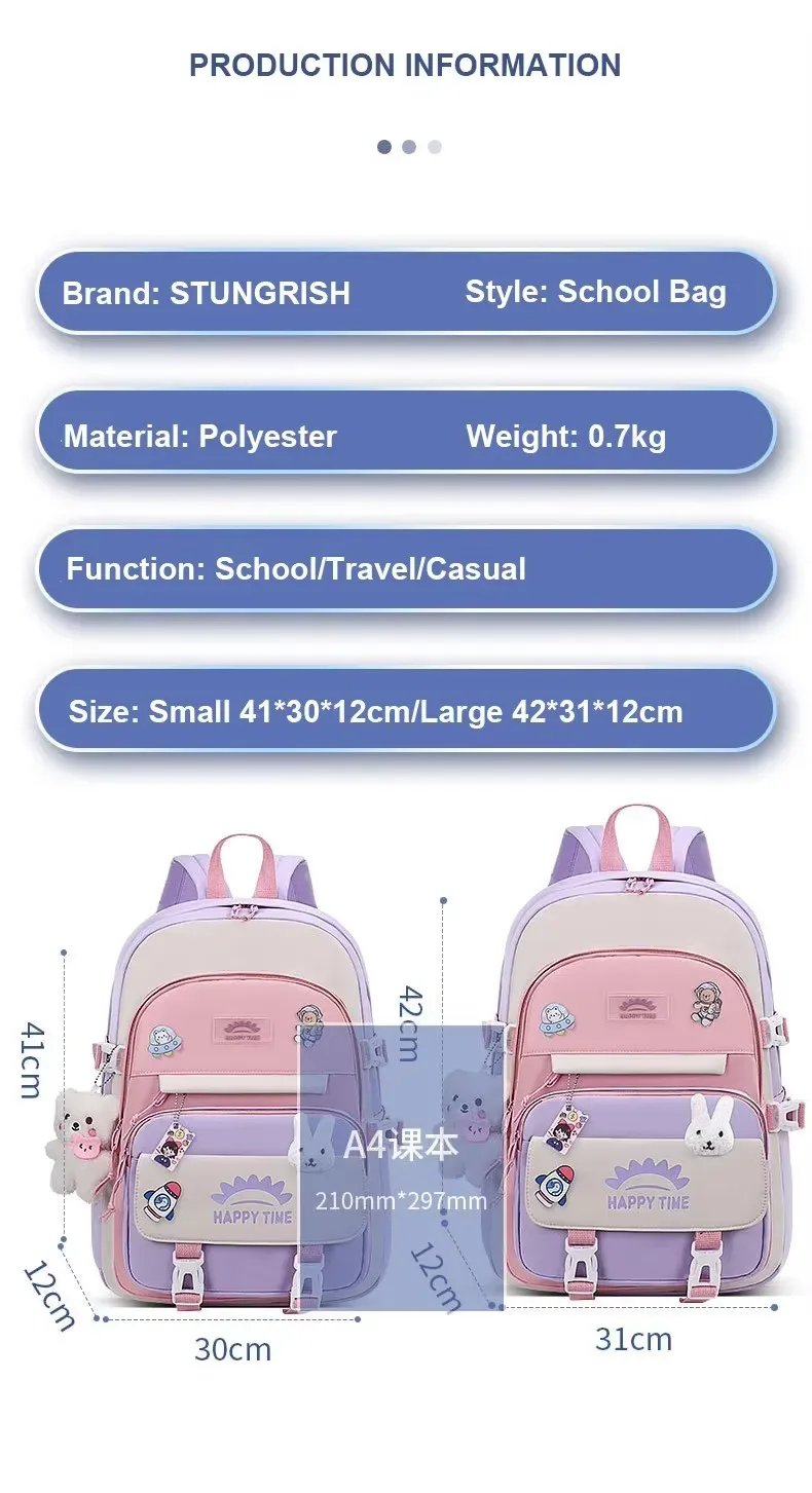 sac à dos d'école primaire pour enfants kawaii fille sac d'école fournitures sacs à dos imperméables pour enfants mochila mujer