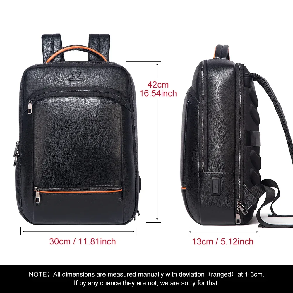 humerpaul-sac à dos durable pour ordinateur portable, en cuir véritable, avec port de chargement usb, pour voyage, multifonctionnel