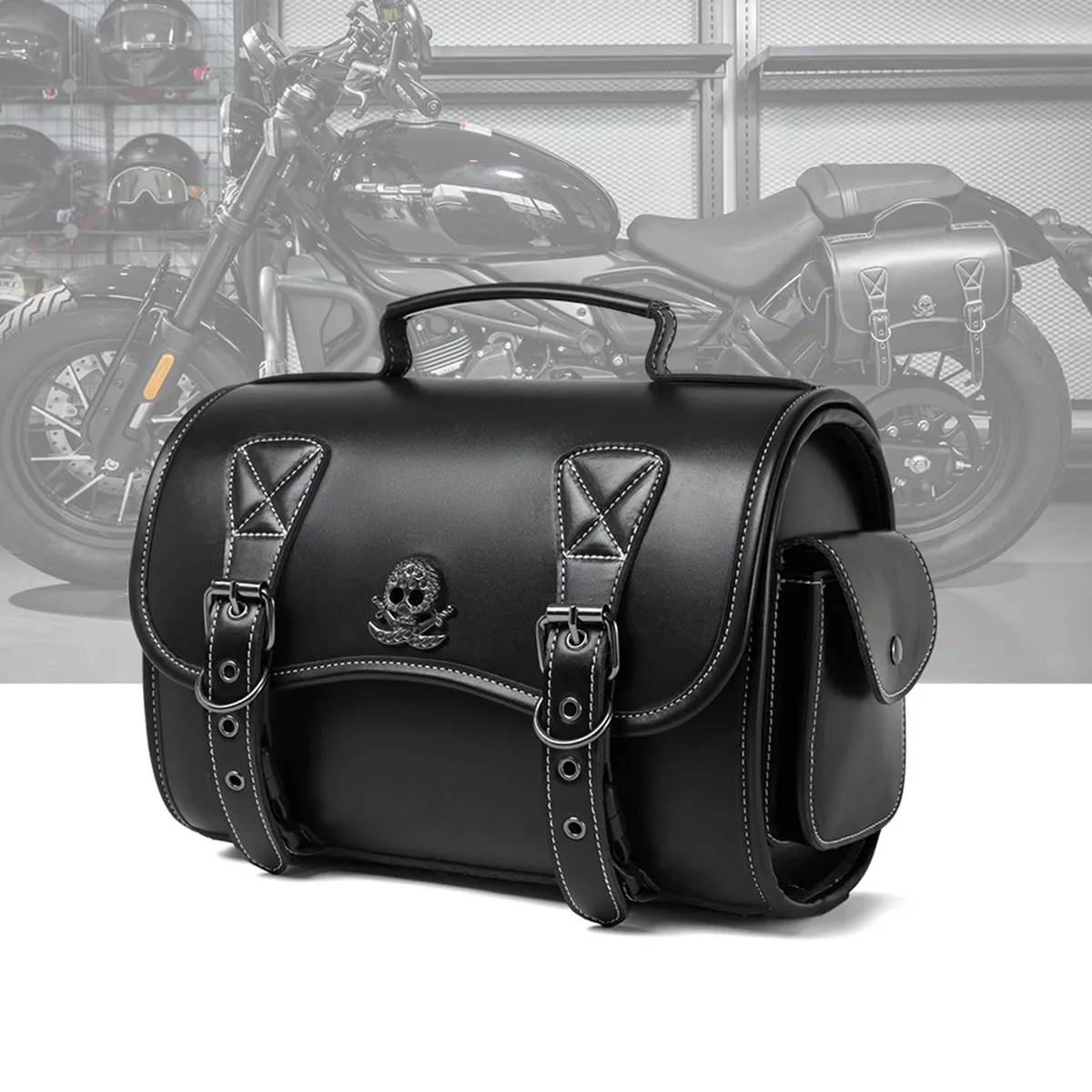 sacoche de moto en cuir pu, sac latéral étanche, accessoires de moto, nouveau