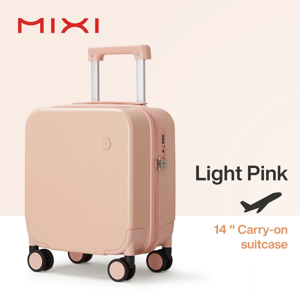 mixi 14 pouces sous le siège bagage à main léger mini valise pc petits enfants sac tsa serrure voyage costume étui spinner roues