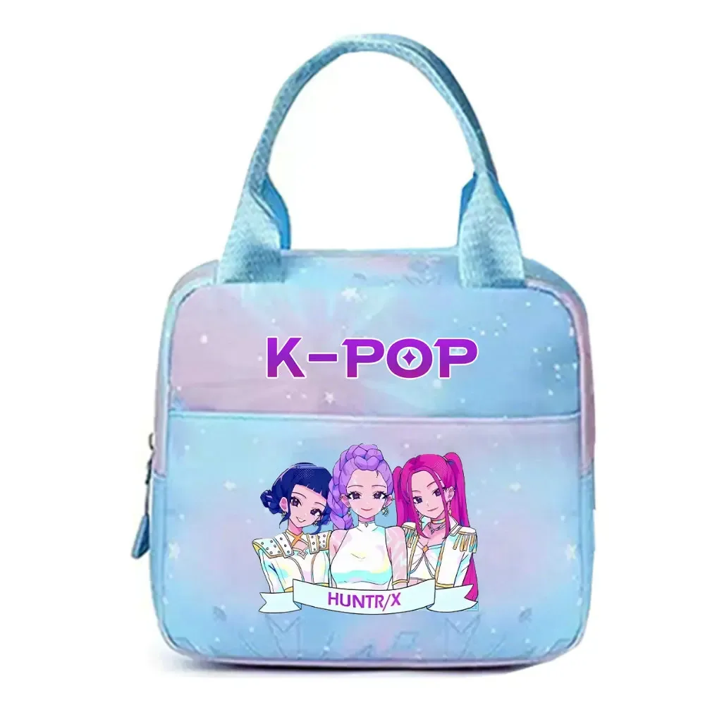 kpop demon hunters office workers avec sac à déjeuner portable isolé de grande capacité, sac à bandoulière à double usage