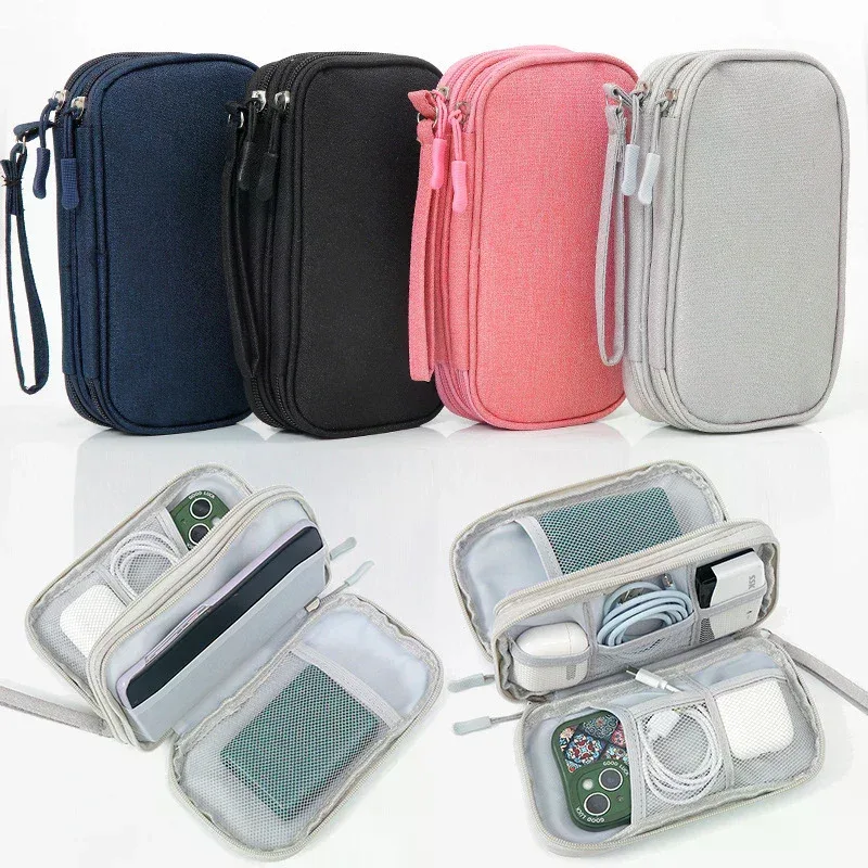 Sac de rangement pour câble USB, sac de rangement multifonctionnel portable pour voyage, pour chargeur et téléphone portable